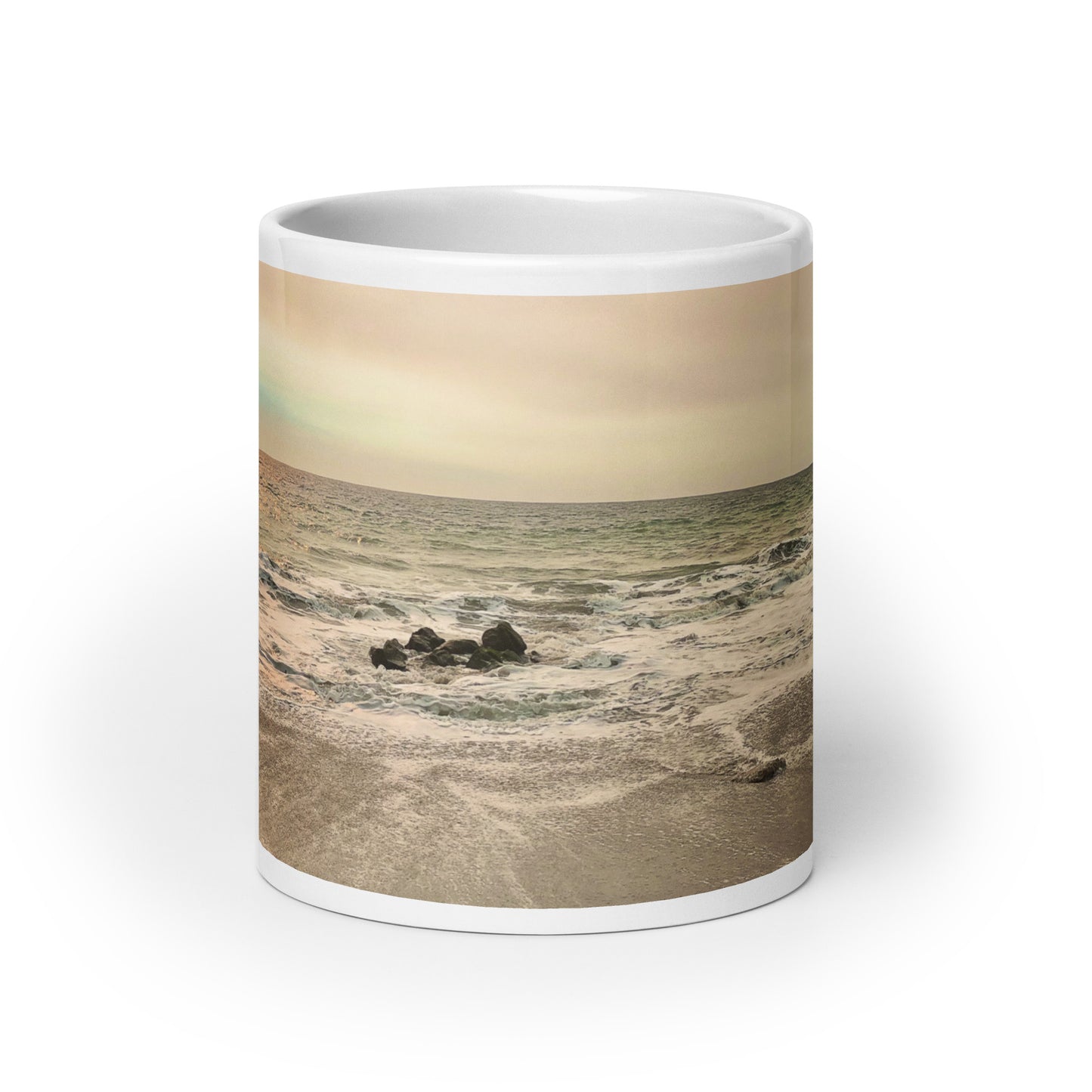 Walking at Point Dume {a white glossy mug}