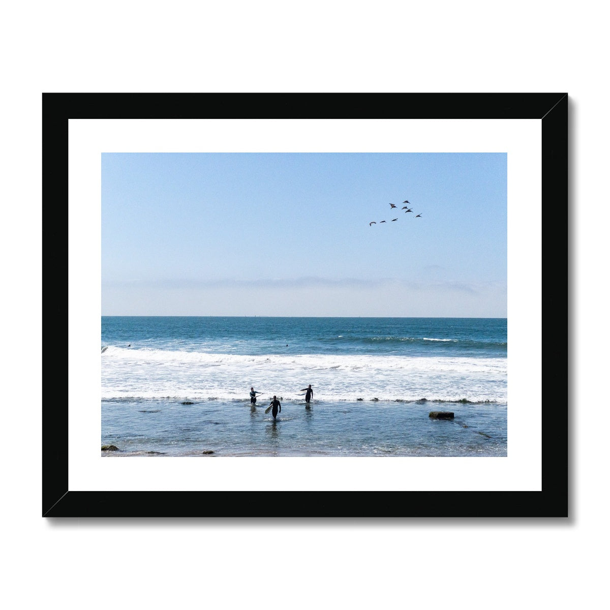 Flock of Surfers 2 Framed Print