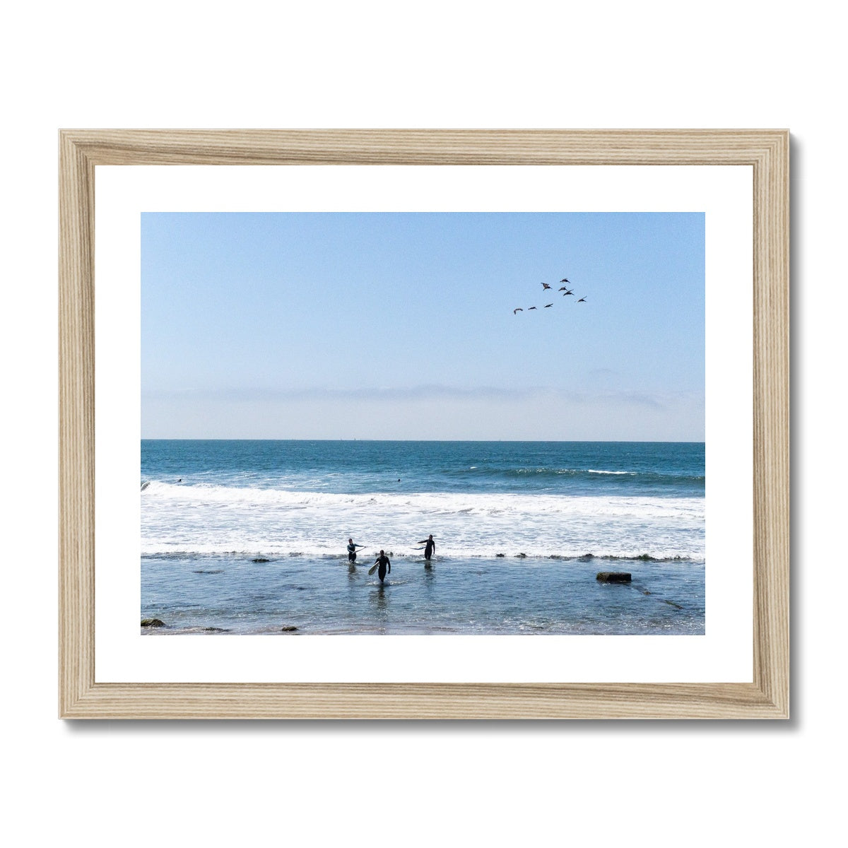 Flock of Surfers 2 Framed Print
