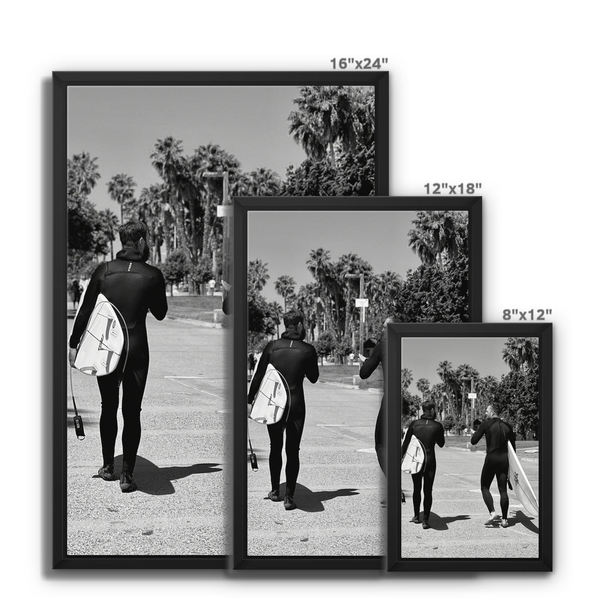Surf Buds (b+w) Framed Canvas
