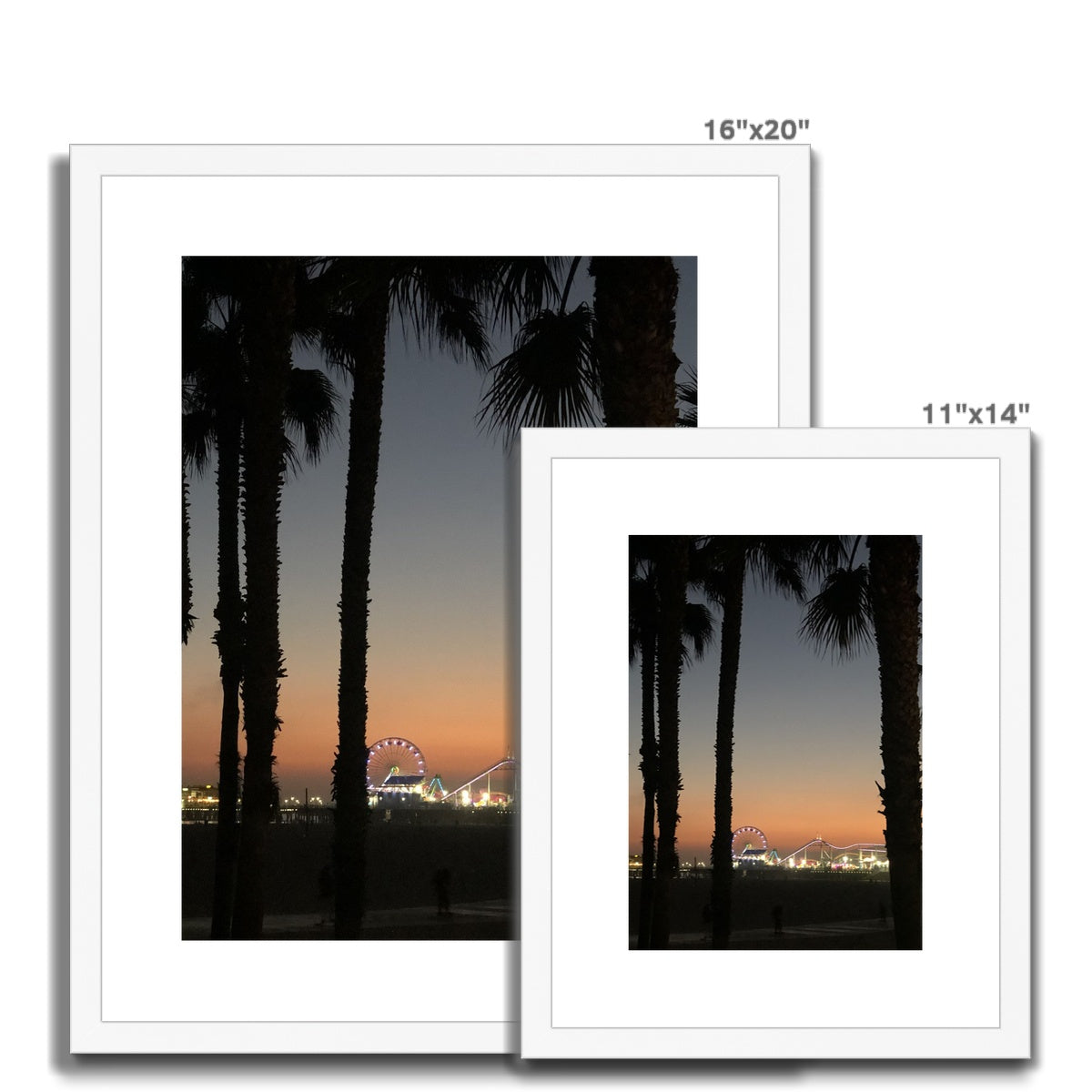 Santa Monica Pier at Sunset Framed & Mounted Print