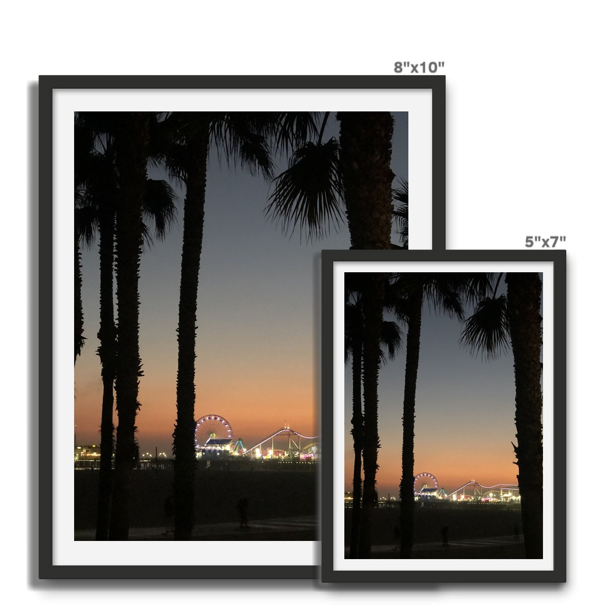 Santa Monica Pier at Sunset Framed Photo Tile
