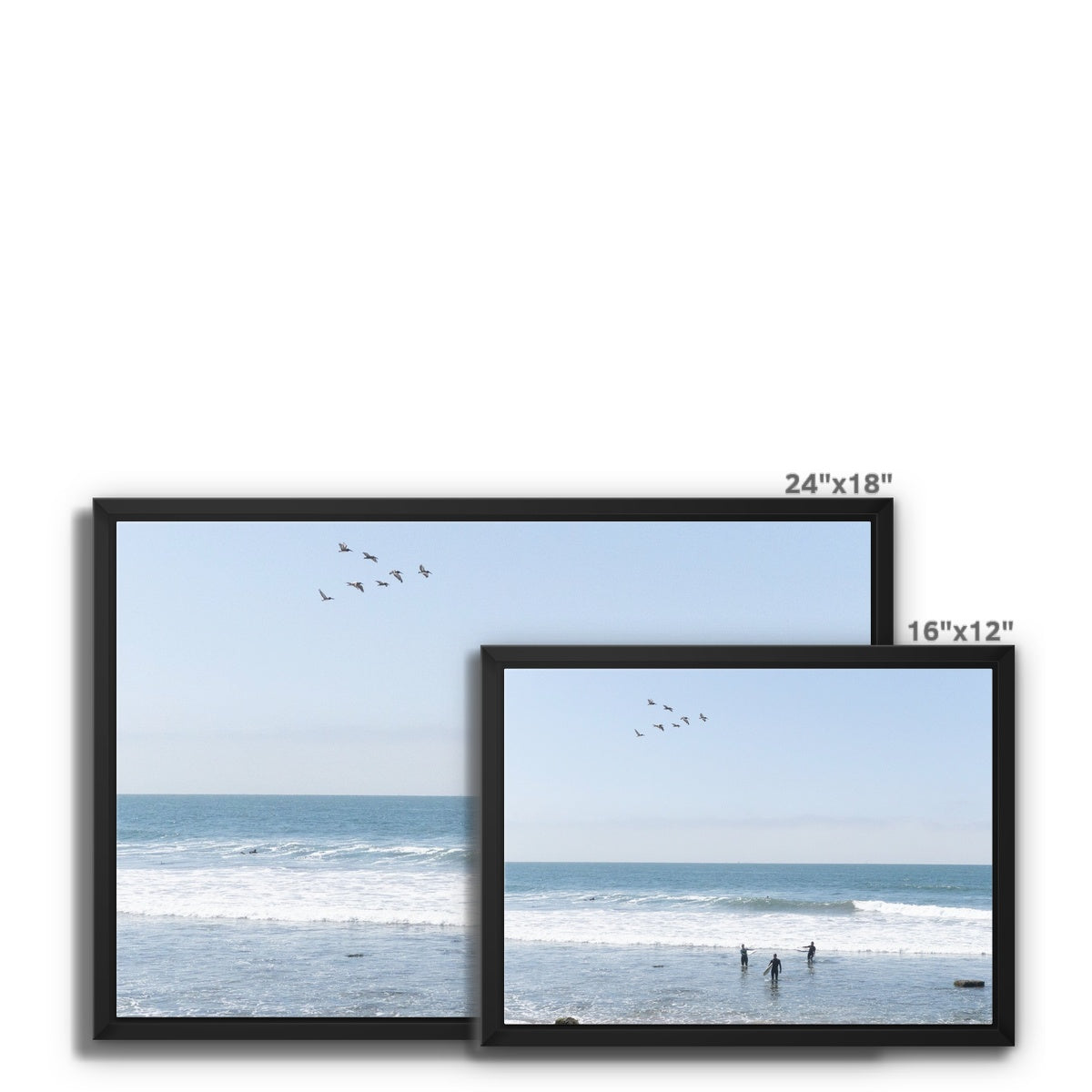 Flock of Surfers 3 Framed Canvas