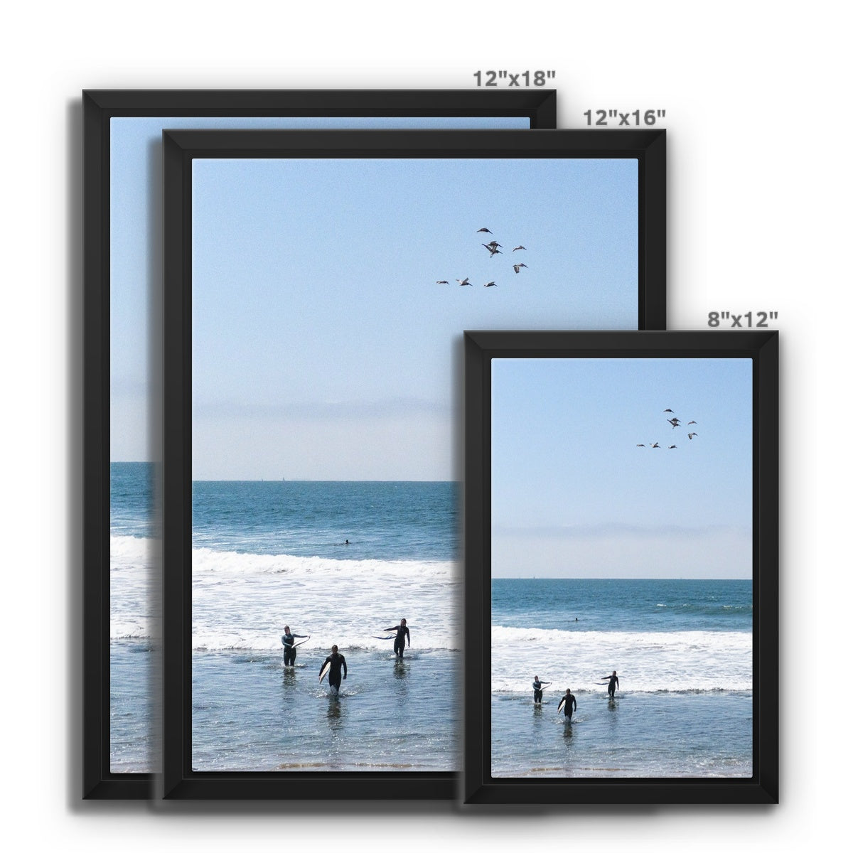 Flock of Surfers 1 Framed Canvas