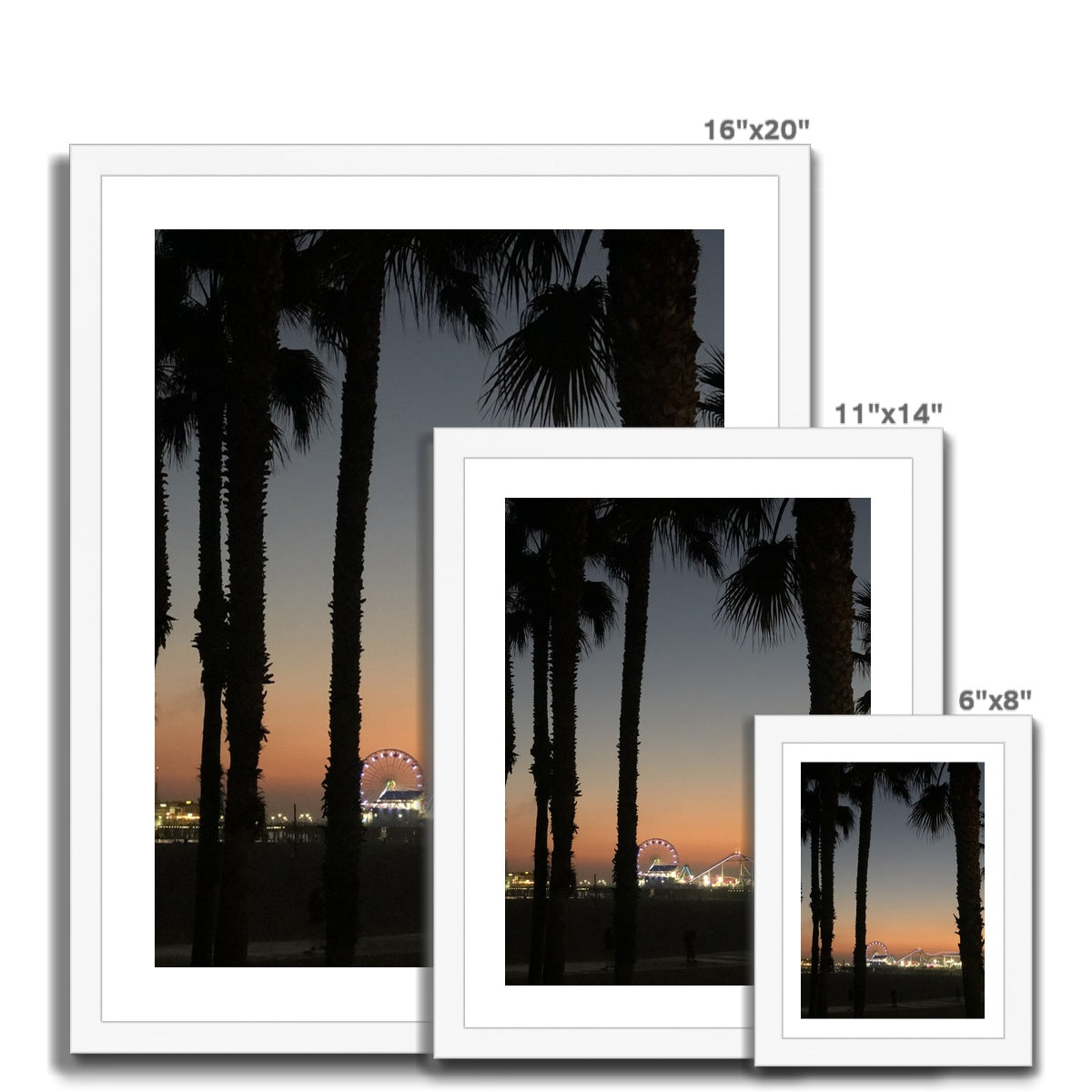 Santa Monica Pier at Sunset Framed Print