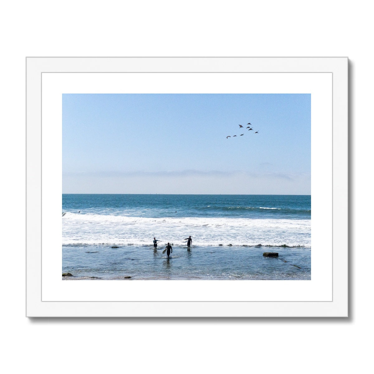 Flock of Surfers 2 Framed Print