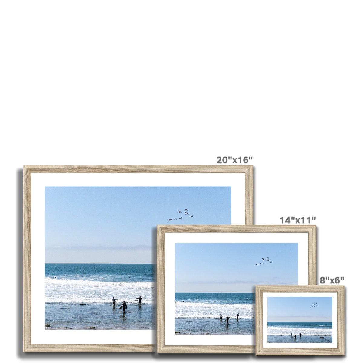 Flock of Surfers 2 Framed Print