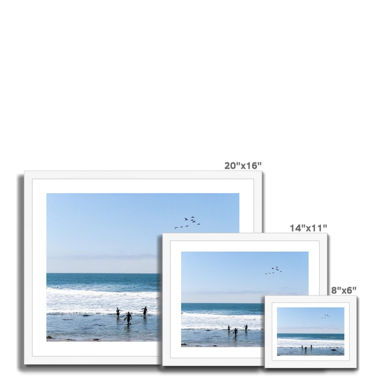 Flock of Surfers 2 Framed Print