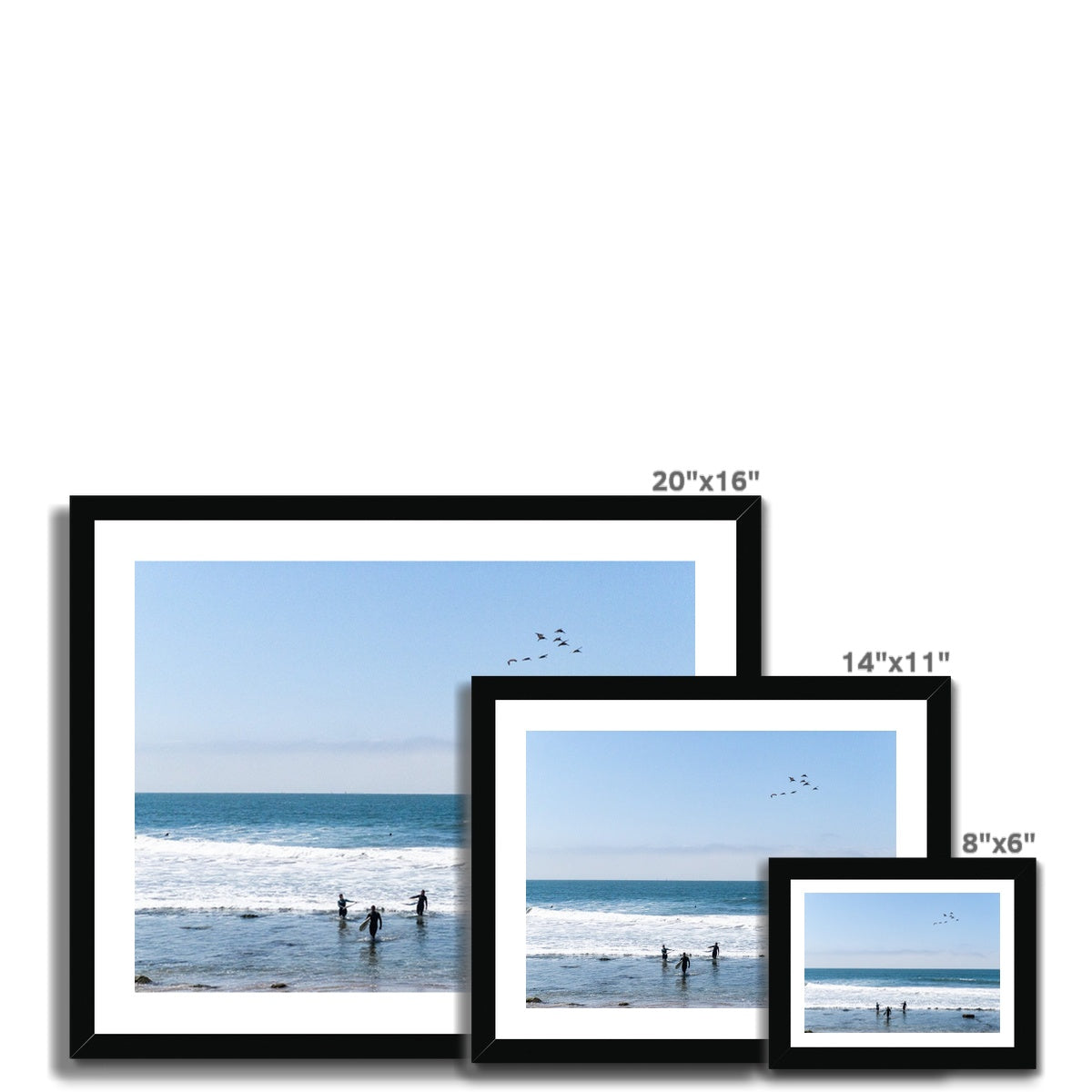 Flock of Surfers 2 Framed Print