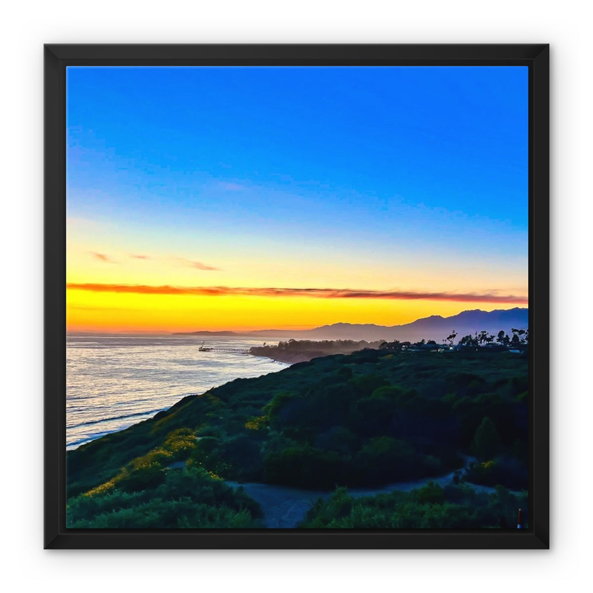 Spectral Sunset Framed Canvas