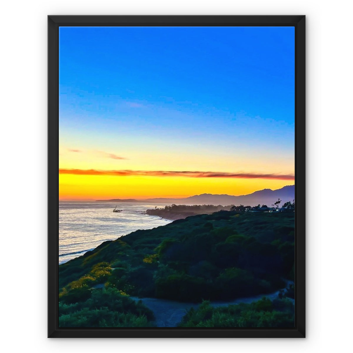 Spectral Sunset Framed Canvas