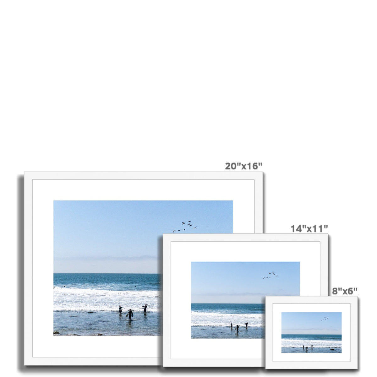Flock of Surfers 2 Framed & Mounted Print