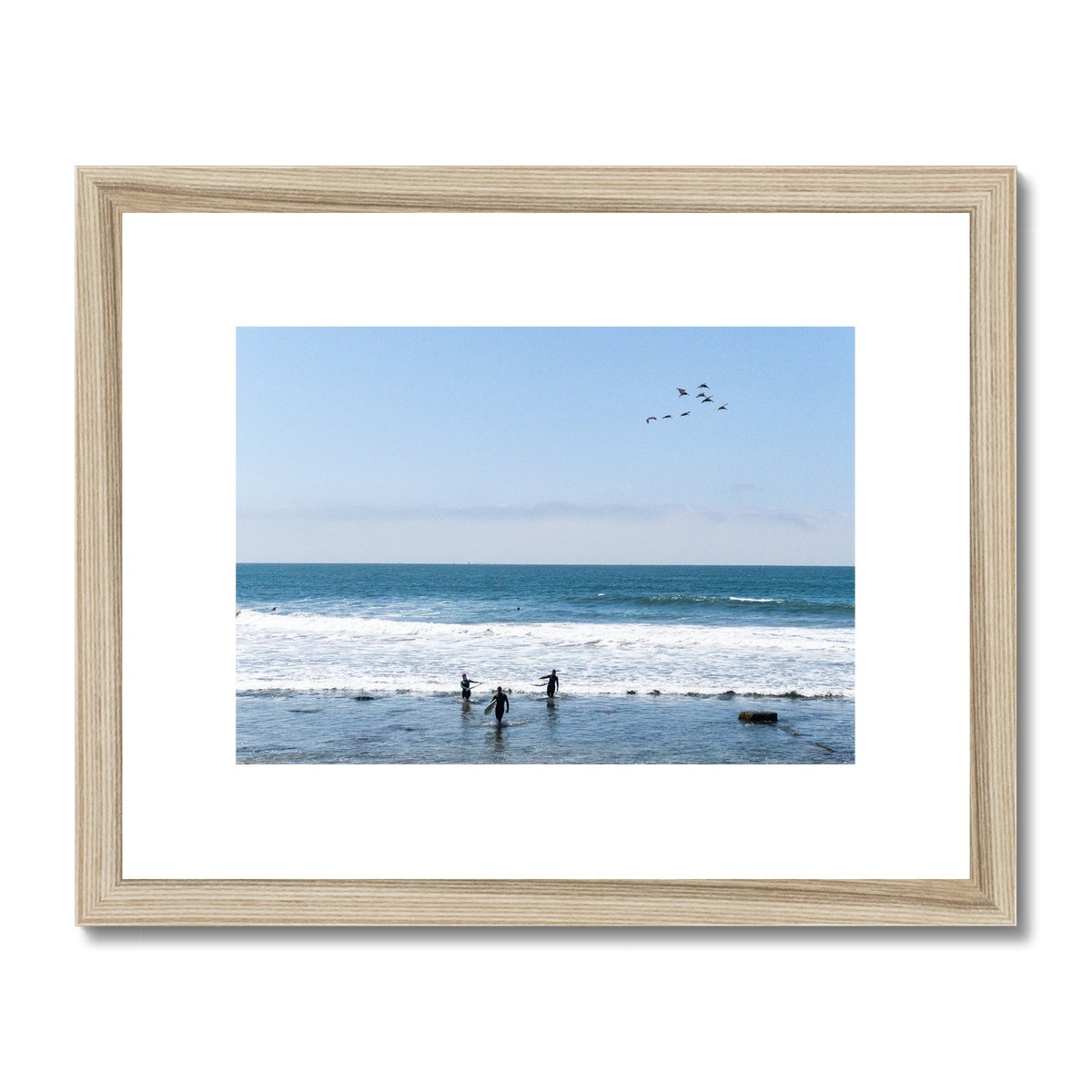 Flock of Surfers 2 Framed & Mounted Print