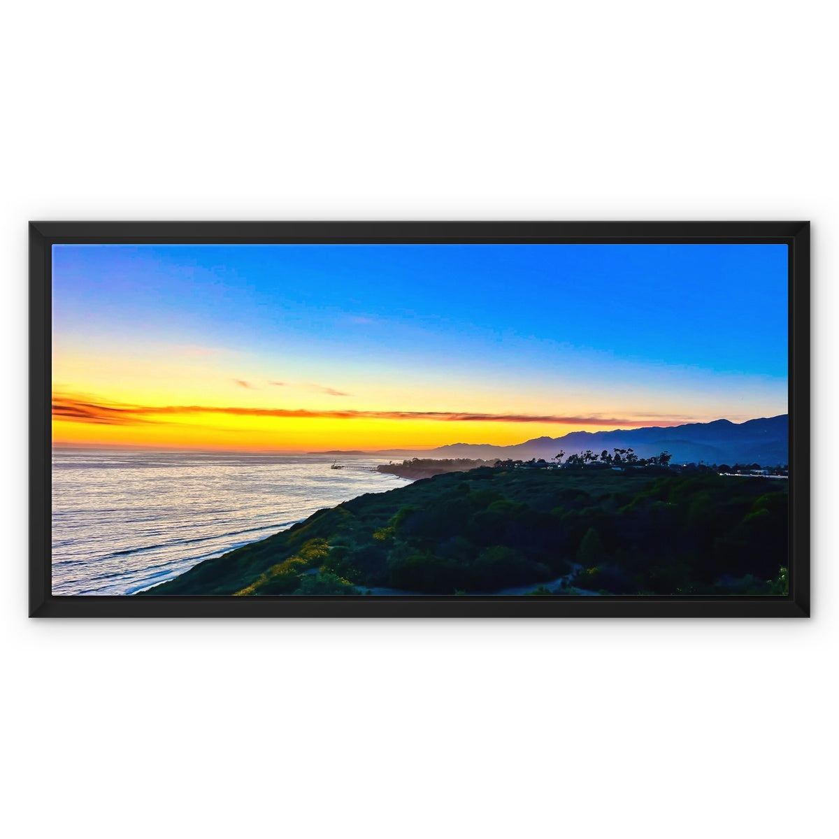 Spectral Sunset Framed Canvas