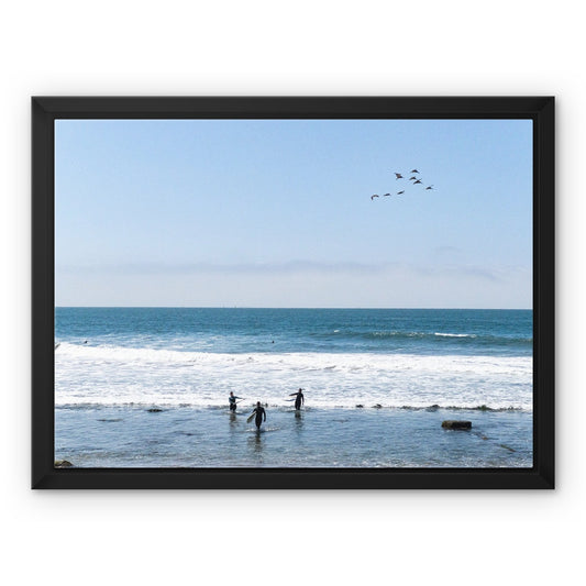 Flock of Surfers 2 Framed Canvas