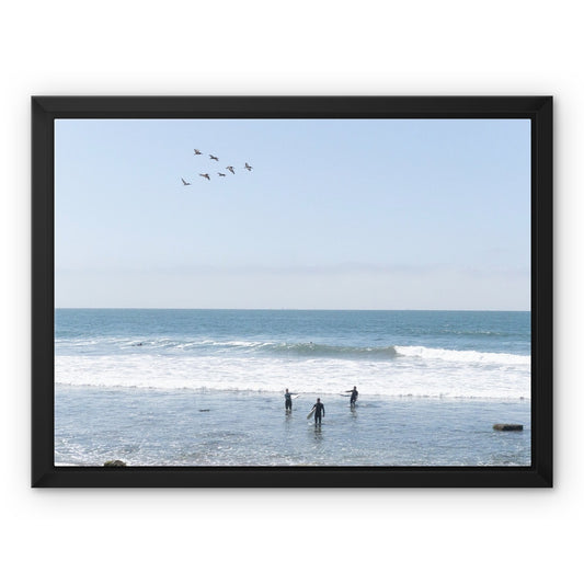 Flock of Surfers 3 Framed Canvas